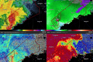 Debris Being Lofted By Tornado On Hale/Perry County Line