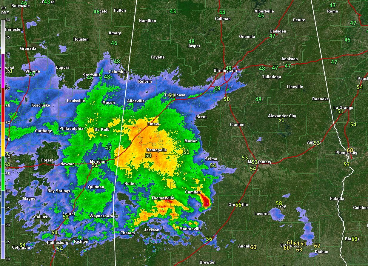 Rain, Some Thunder Moving Across Central Alabama This Morning : The