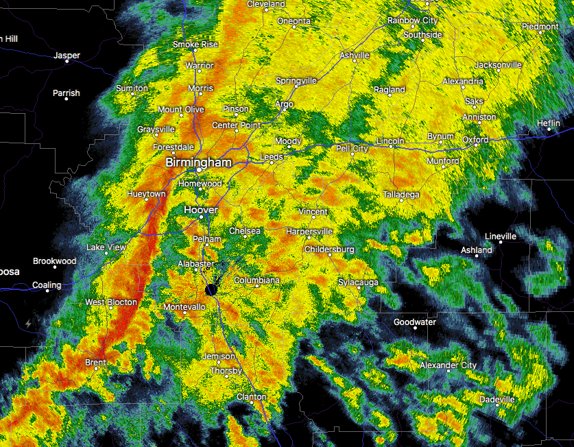 Strong Storms Now Affecting Parts Of Jefferson, Shelby, Chilton, & Bibb