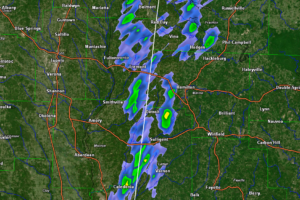 Showers Entering Western Alabama Causing Gusty Winds