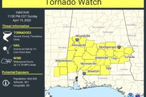 Tornado Watch For Portions Of Central Alabama Until 11:00 PM