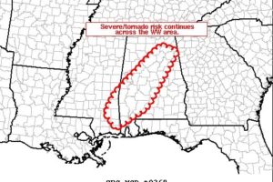 Risk For Severe Storms Continues For North/Central Alabama