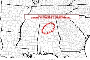 Intensifying Storms Appear Capable Of Producing A Strong Tornado In Central Alabama