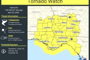 New Tornado Watch Issued Until 6:00 AM, Includes Pike & Barbour Counties