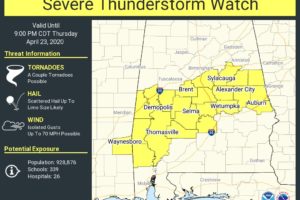 Severe T-Storm Watch Issued For Parts Of Central Alabama Until 9:00 PM
