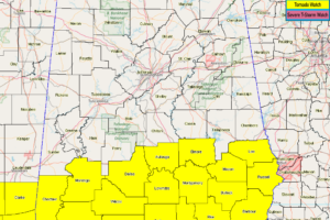 NWS Birmingham Removes A Few Counties From The Tornado Watch