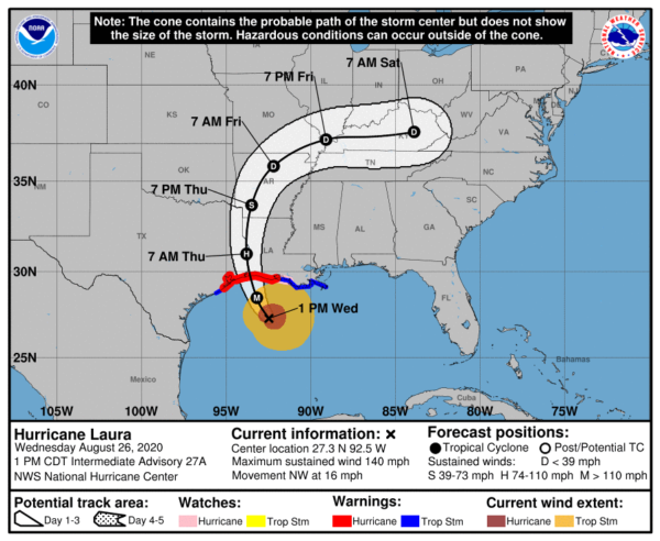 Little Time Remains to Protect Life and Property as Now Category 4 Hurricane Laura Aproaches ...