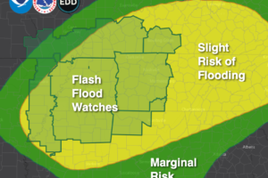 Flash Flood Watches Issued to the Northwest; Tornadoes Possible Today as Well