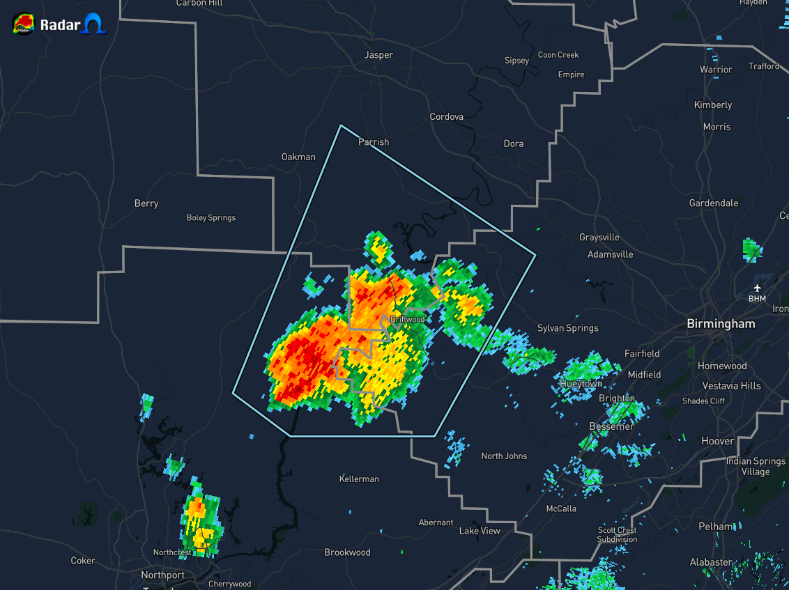 Strong Storm Affecting Portions of Tuscaloosa, Jefferson, & Walker