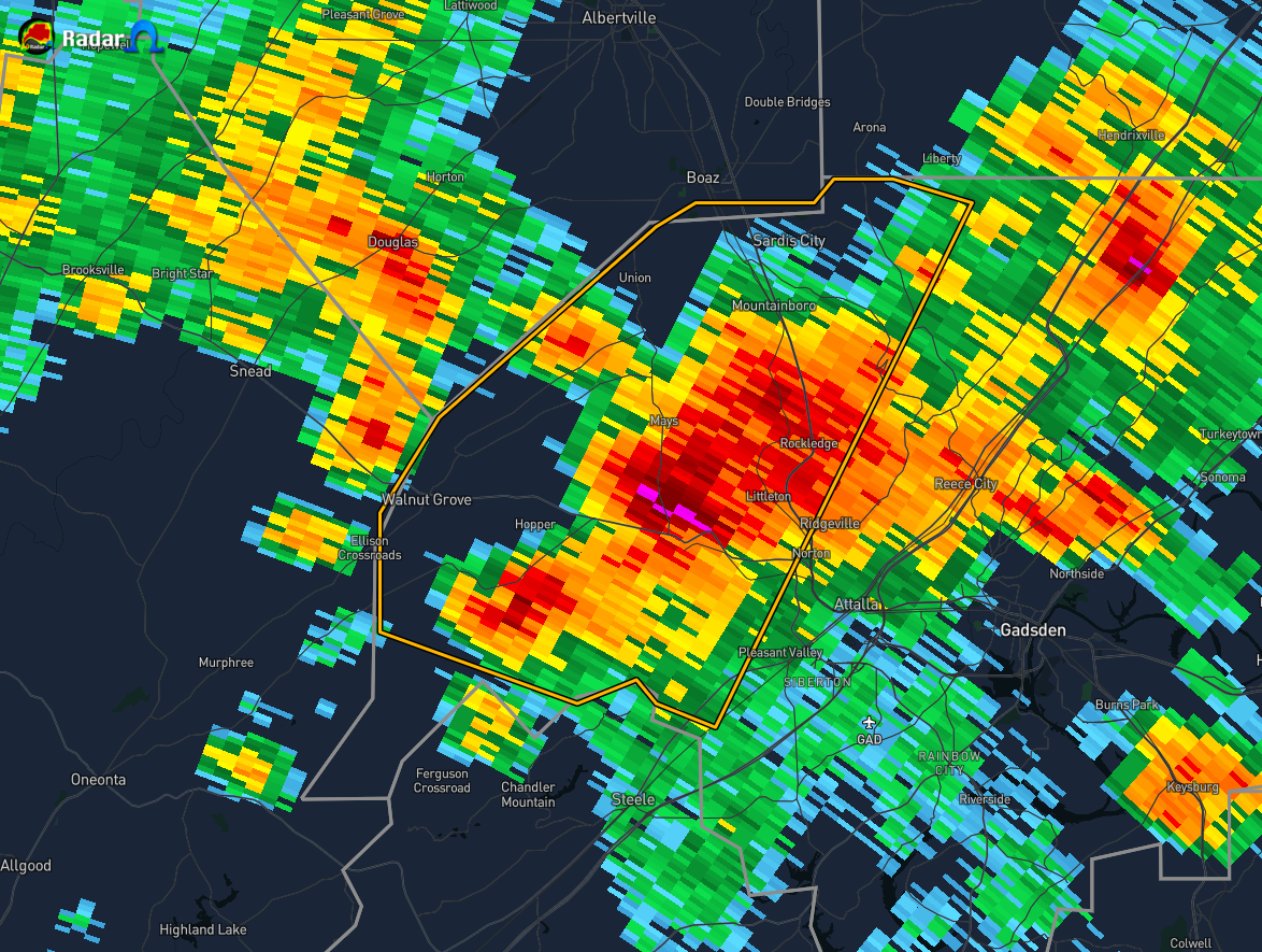 CANCELED Severe T-Storm Warning for Parts of Etowah Co ...