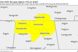 Huntsville Expands Tornado Watch to Include All of North Alabama Until 8:00 pm