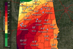 Flooding Rain Possible Across Much Of Alabama By Wednesday