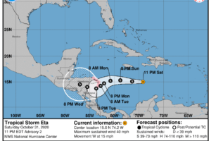Tropical Storm Eta Forms in the Caribbean; Hurricane Watch Issued for Parts of Nicaragua & Honduras
