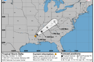 Delta Weakens Into a Depression Over Western Mississippi