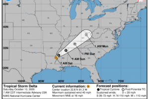 7:00 am Delta Update: Center Now Located Over Northeastern Louisiana