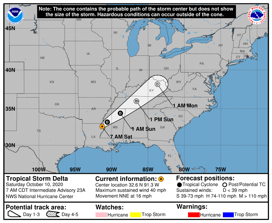 7 00 Am Delta Update Center Now Located Over Northeastern Louisiana The Alabama Weather Blog Mobile