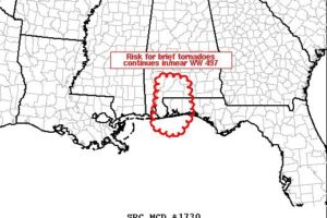 Risk for Tornadoes for the Southern Portions of Alabama and Into the Florida Panhandle