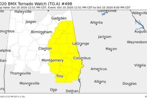 Tornado Watch Issued for the East & Southeastern Parts of Central Alabama Until 8 pm Tonight