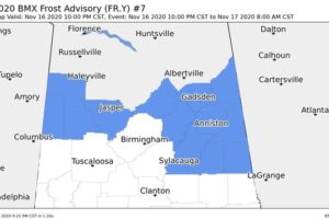 Frost Advisory for Northern Parts of Central Alabama Until 8 AM Tuesday
