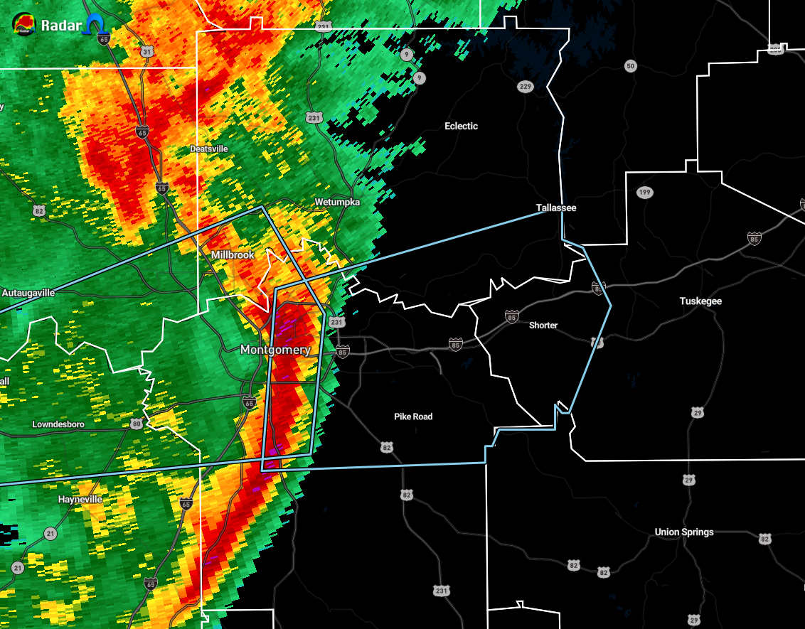 Strong Storms Now Pushing Into Portions of Elmore, Macon, & Montgomery Counties The Alabama