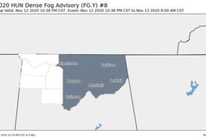 Dense Fog Advisory Issued for Much of North Alabama Until 8:00 AM Friday