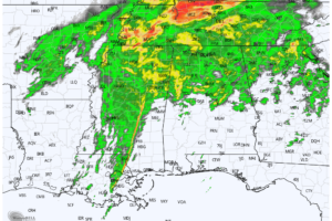 As of 10:30 pm, the Surface Low Moves Closer to Central Alabama