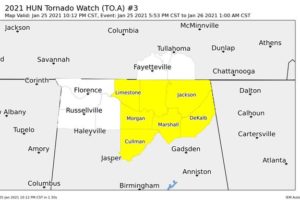 NWS Huntsville Clears a Few Counties from the Tornado Watch
