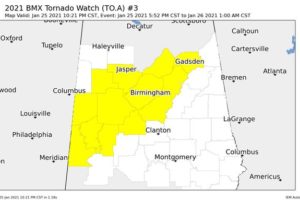 NWS Birmingham Clears a Few Counties from the Tornado Watch