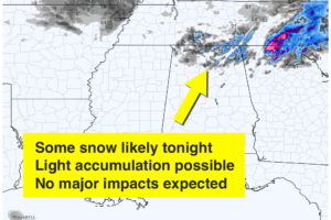 Some Snow For Far North Alabama Tonight