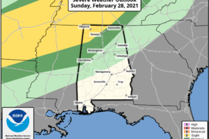 There is a Risk of Severe Weather Tonight over Northwest Alabama