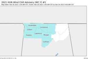 NWS Huntsville Cancels Ice & Winter Storm Warnings, Issues Wind Chill Advisory