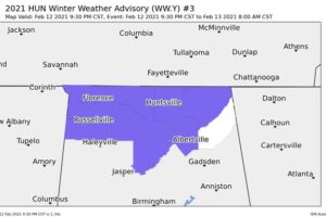 Winter Weather Advisory Issued for Portions of North Alabama Until 8:00 am Saturday