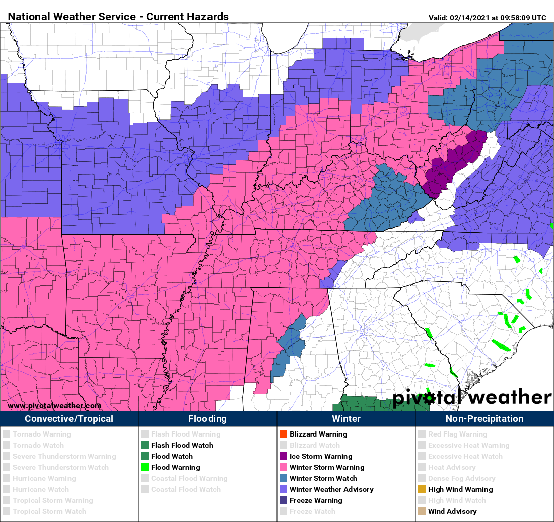 Winter Storm Warnings Issued for West and North Alabama; Winter Storm