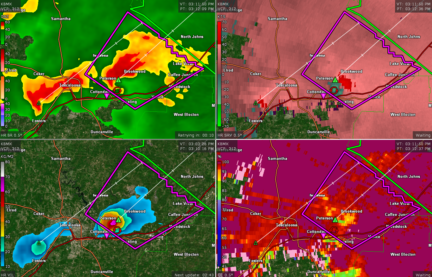 Developing Tornado Southwest of Tuscaloosa; Confirmed Tornado Approaching Brookwood! : The Alabama Weather Blog - Vimarsana News