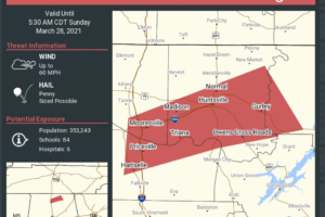 Severe Thunderstorm Warning for Parts of Jackson, Madison, Limestone, and Morgan Counties Until 530 am