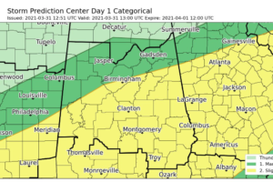 Alabama Weather Update at 8:25 am on Severe Threat and Flooding Concerns