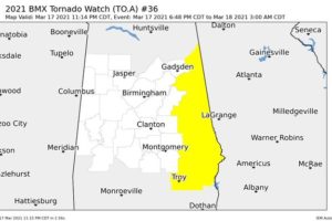 More Counties in Central Alabama Dropped from the Tornado Watch