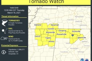 Tornado Watch Issued for Much of North Alabama Until Midnight