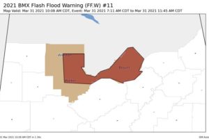 CANCELED – Flash Flood Warning Extended Until 1:45 pm for Blount, Walker, & Winston Co.