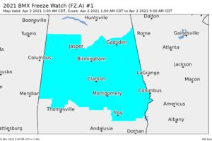 Freeze Watch Issued for Central Alabama for Early Friday Morning