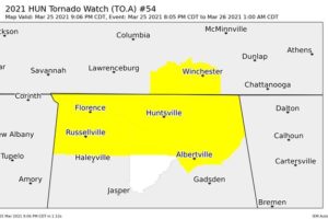 Tornado Watch For North Alabama Expanded in Area