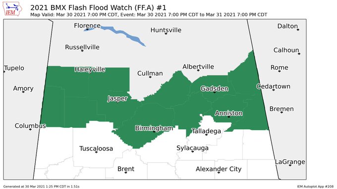 Flash Flood Watch Issued for Portions of Central Alabama from This ...