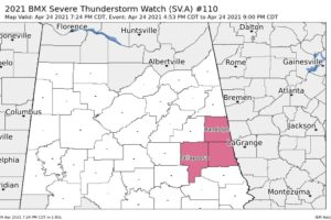 Down to Three Counties Remaining in the Severe Thunderstorm Watch