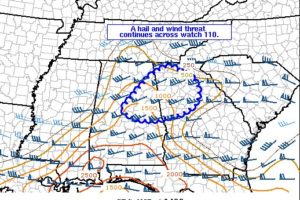 Hail & Wind Threat Continues Across Severe Thunderstorm Watch Area in Northeastern Parts of Central Alabama