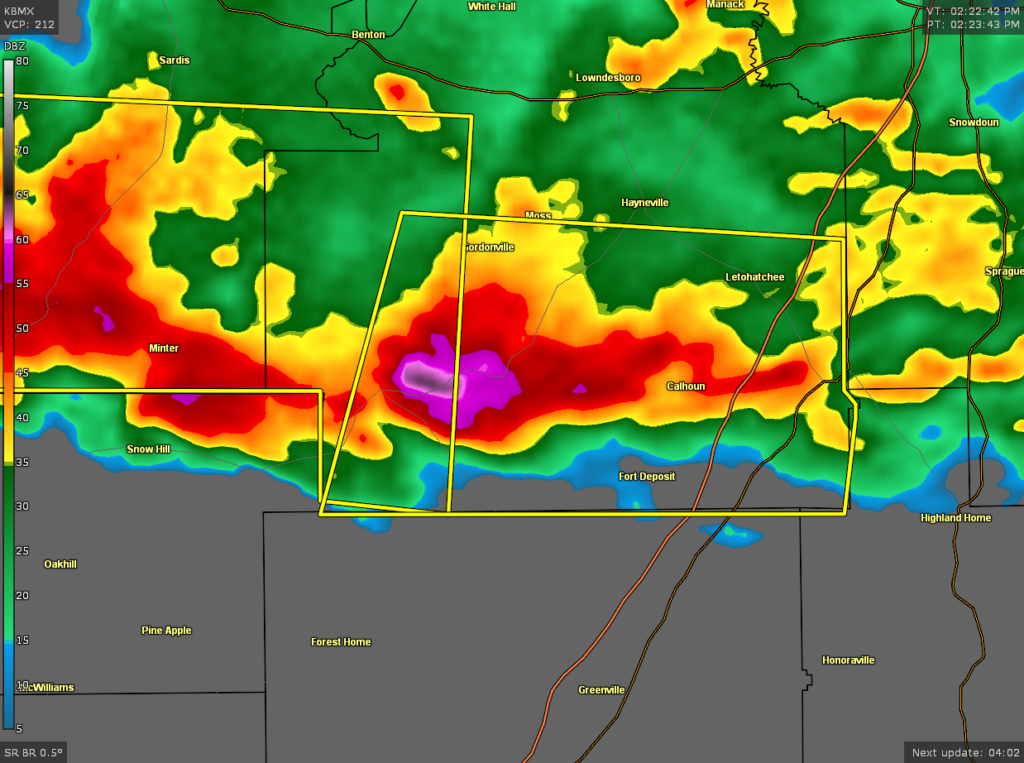 Severe TStorm Warning for Parts of Lowndes Co. Until 315 pm The