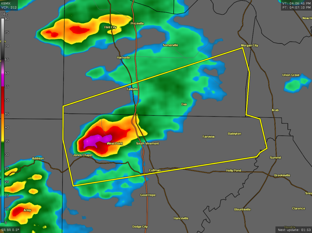 Severe TStorm Warning for Cullman & Co. Until 430 pm The