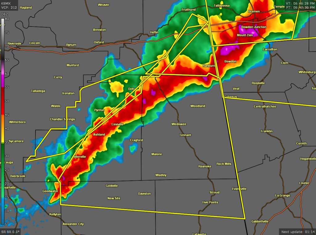 Severe TStorm Warning for Chambers, Clay, Randolph, Tallapoosa Co