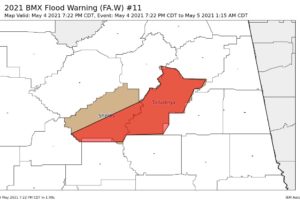 Areal Flood Warning for Parts of Shelby, Talladega Co. Until 1:15 am