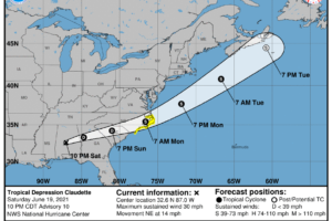 At 10 pm: Center of Claudette Moving Through Central Alabama