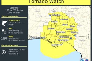 New Tornado Watch Until 7 a.m. for Southeast Alabama/Southwest Georgia